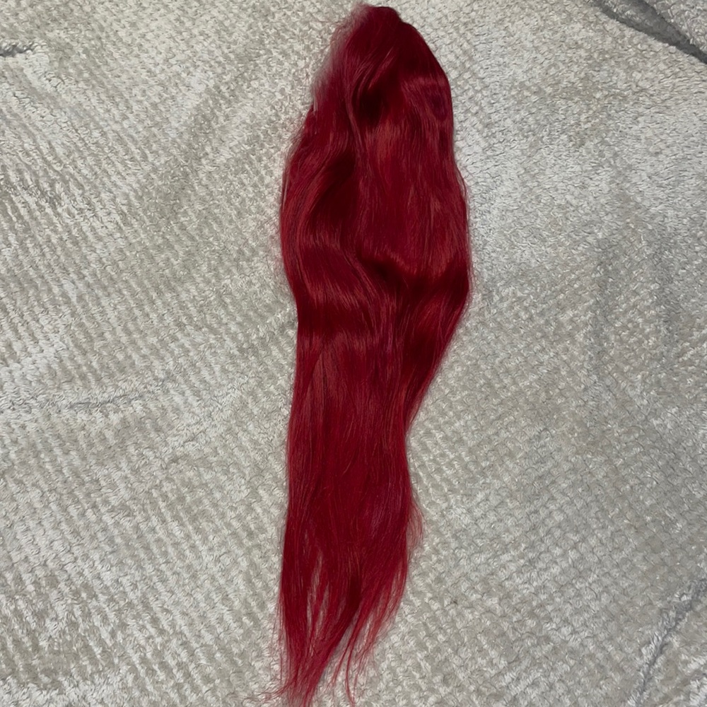 13x4 20” medium brown lace front wig red wine color straight real human hair